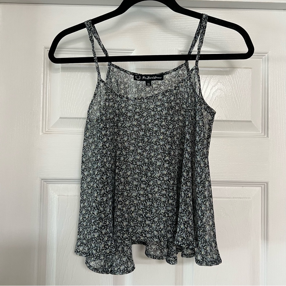 For Love & Lemons • Floral Sheer Flowy Chiffon Tank • Size S